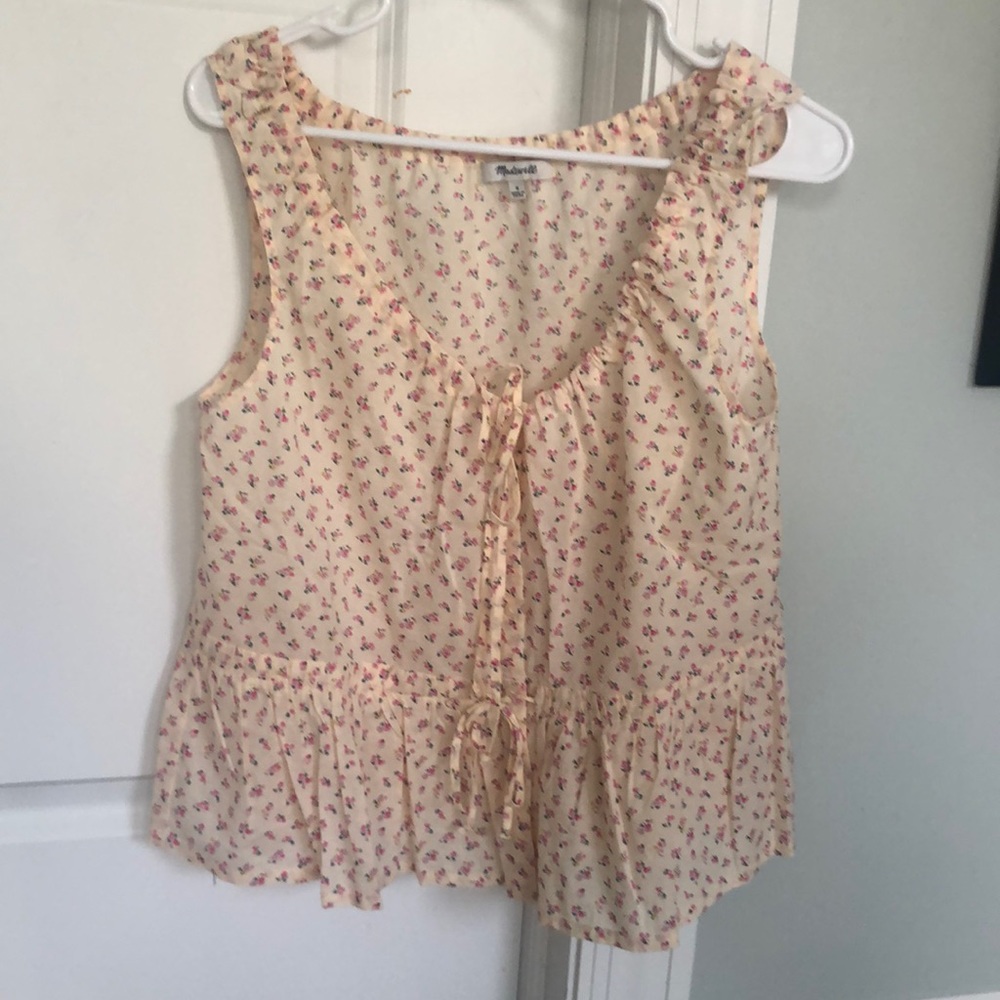Madewell “bright buds” shirred blouse